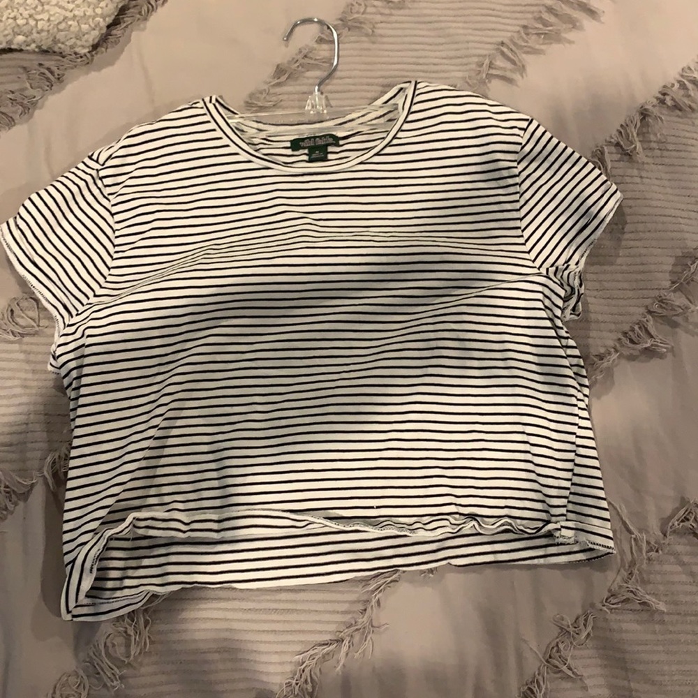 Black and white striped crop top